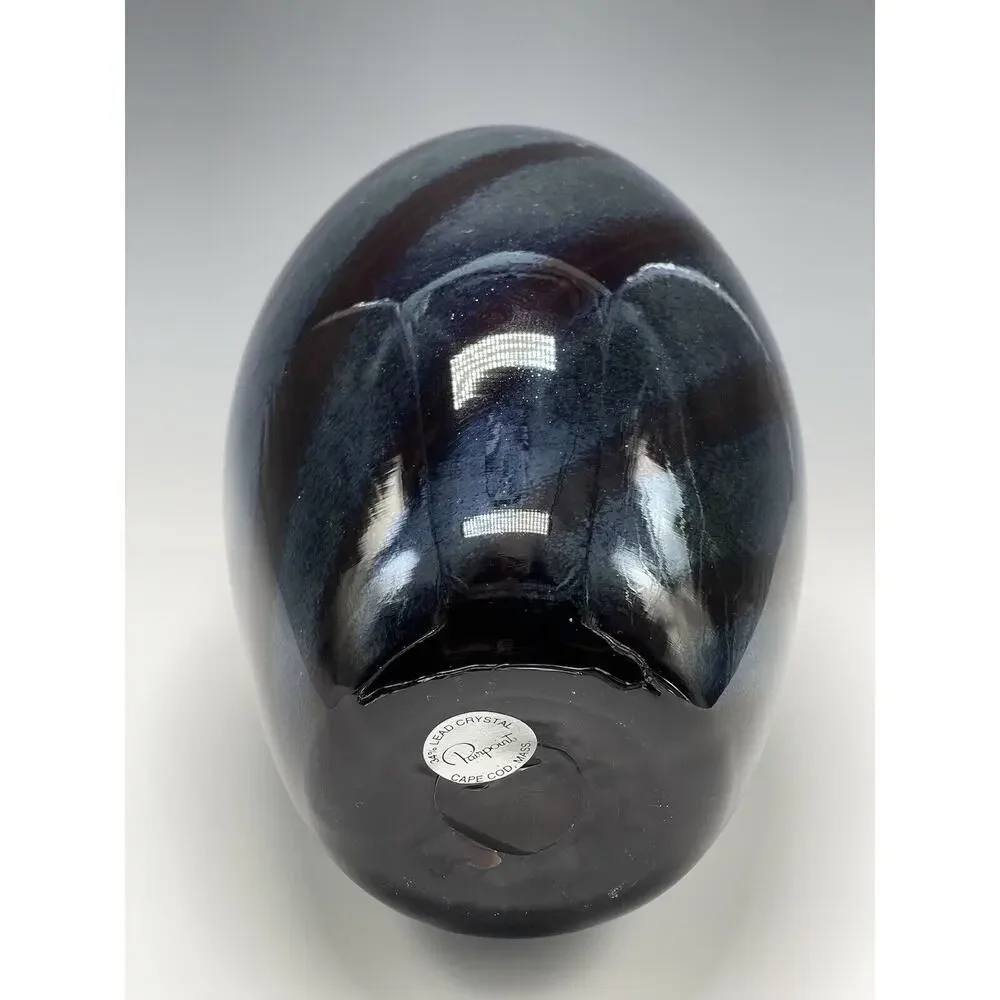 Pairpoint Art Glass 34% Lead Crystal Vase Cape Cod MA Swirl 7-3/4